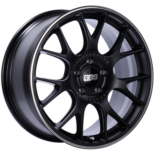 BBS CH-R 18x9 5x120 ET44 Satin Black Polished Rim Protector Wheel -82mm PFS/Clip Required