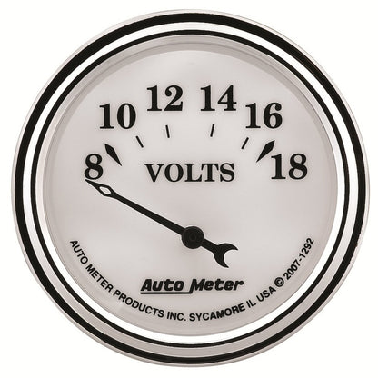 AutoMeter Gauge Voltmeter 2-1/16in. 18V Elec Old Tyme White II AutoMeter Gauges