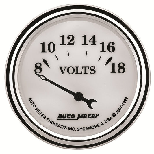 AutoMeter Gauge Voltmeter 2-1/16in. 18V Elec Old Tyme White II AutoMeter Gauges