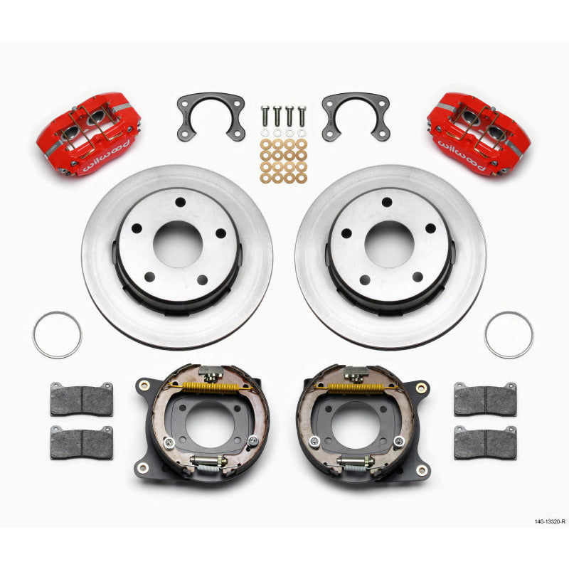 Wilwood Dynapro Lug Mount P/S Park Brake Kit Red Small Ford 2.36in Off Bronco 5 x 5.50 Wilwood Big Brake Kits