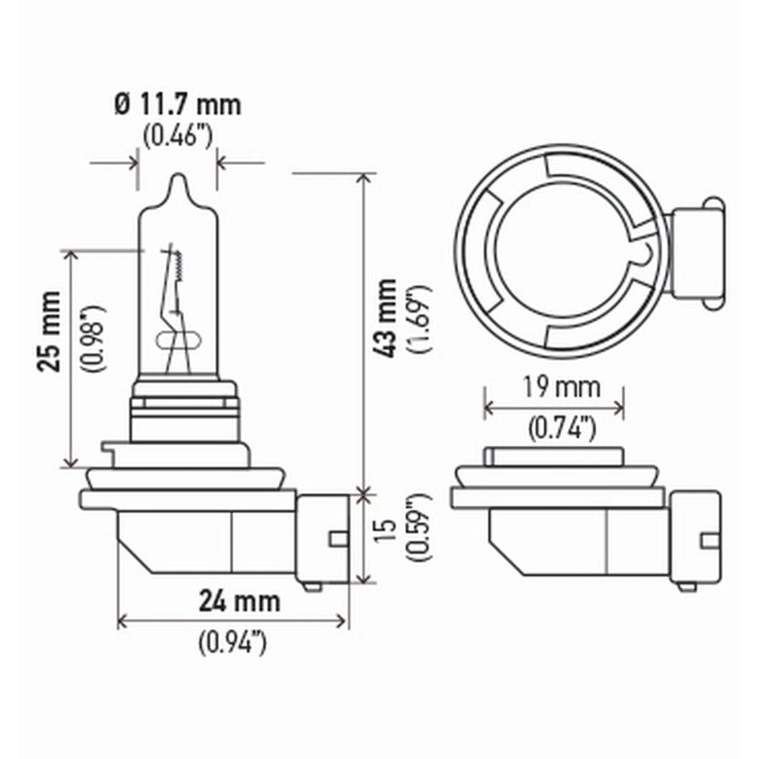 Hella H9 12V 65W PGJ19-5 HP 2.0 Halogen Bulbs Hella Bulbs