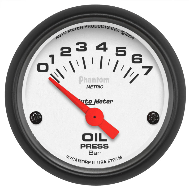 Autometer Phantom 2-1/16in 0-7 BAR Electric Oil Pressure Gauge AutoMeter Gauges