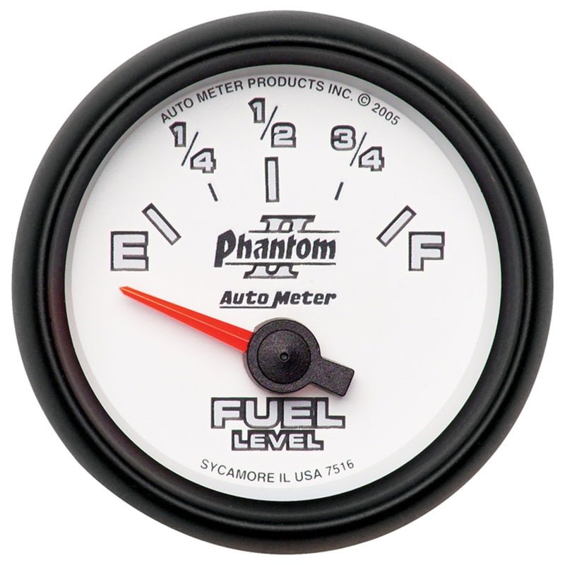 Autometer Phantom II 2-1/16in 240E - 33F OHM Electric Fuel Level Gauge AutoMeter Gauges
