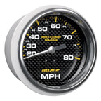Autometer Gauge Speedometer 3-3/8in 80MPH Mechanical Marine Carbon Fiber AutoMeter Uncategorized
