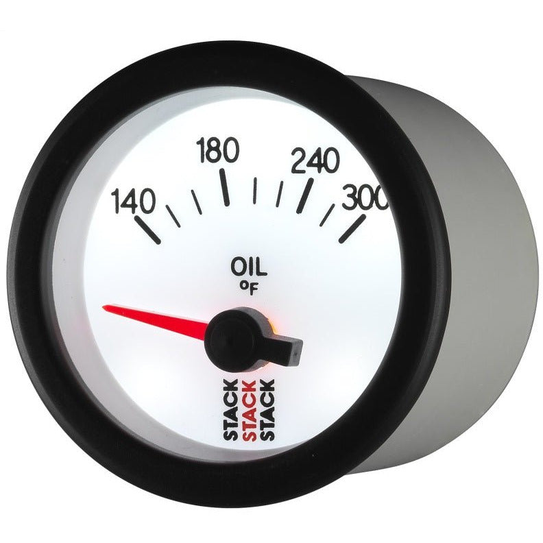 Autometer Stack 52mm 140-300 Deg F 1/8in NPTF Electric Oil Temp Gauge - White AutoMeter Gauges