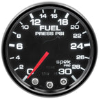Autometer Spek-Pro Gauge Fuel Press 2 1/16in 30psi Stepper Motor W/Peak & Warn Blk/Smoke/Blk AutoMeter Gauges