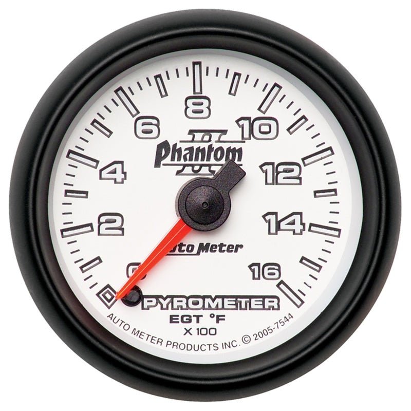 Autometer Phantom II 52.4mm Full Sweep Electronic 0-1600 Def F EGT/Pyrometer Gauge AutoMeter Gauges
