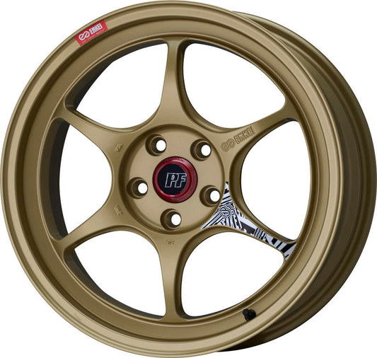 Enkei PF06 18x8.5in 5x114.3 BP 34mm Offset 75mm Bore Gold Wheel