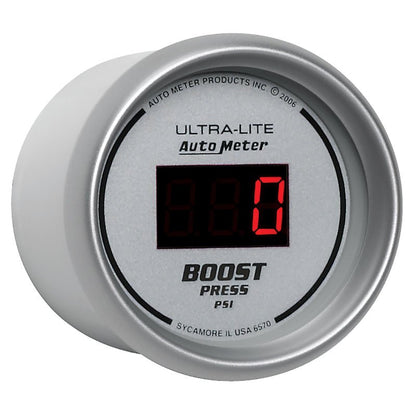 Autometer Ultra-Lite 2-1/16in 5-60 PSI Digital Boost Pressure Gauge - Silver AutoMeter Gauges