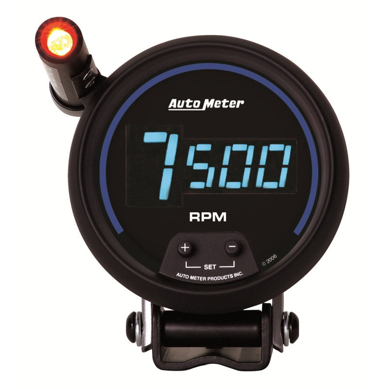 AutoMeter Gauge Tach 3-3/4in. 10K RPM Pedestal W/ Quick-Lite Digital Blk W/ Blue Led AutoMeter Gauges