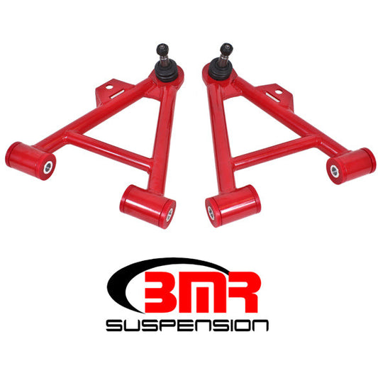 BMR 79-93 Fox Mustang Lower Non-Adj. A-Arms (Coilover Only) w/ Tall Ball Joint (Poly) - Red BMR Suspension Control Arms