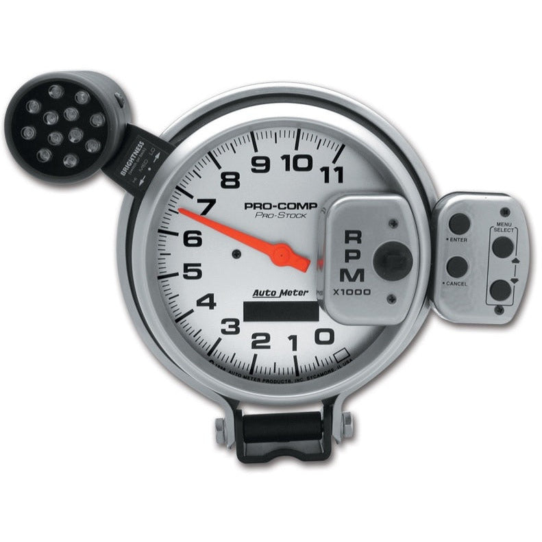 AutoMeter Gauge Tach 5in. 11K RPM Pro-Stock Pedestal W/ Super Lite & Peak Mem Ul AutoMeter Gauges