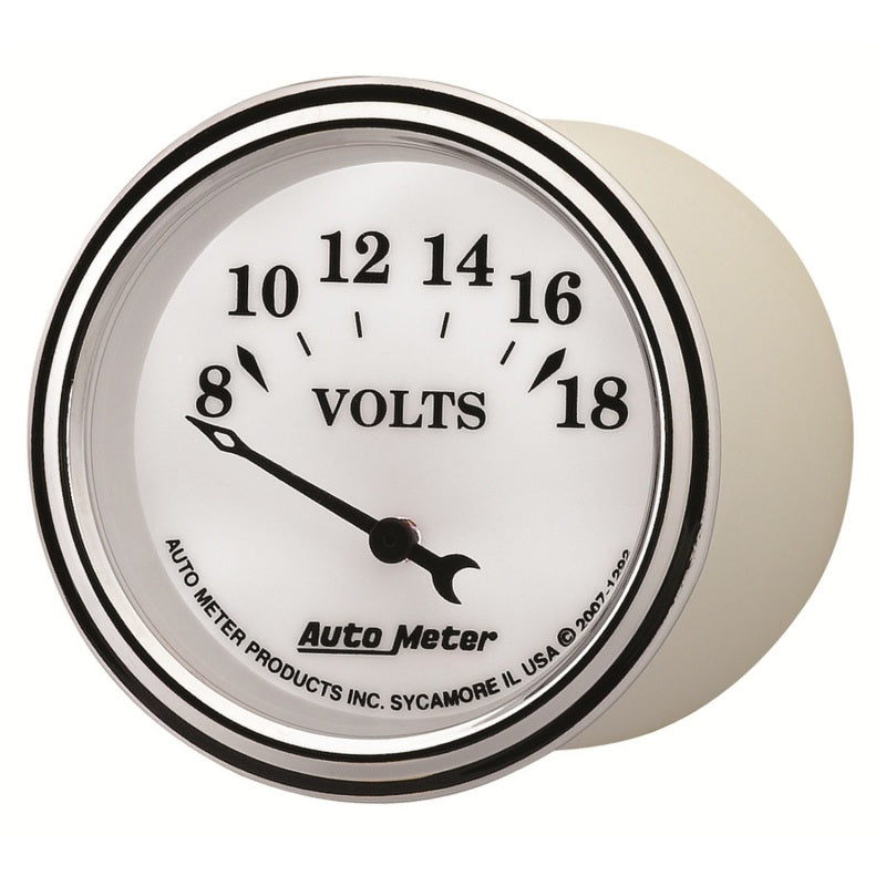 AutoMeter Gauge Voltmeter 2-1/16in. 18V Elec Old Tyme White II AutoMeter Gauges