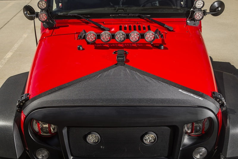 Rugged Ridge Hood Bra Black 07-18 Jeep Wrangler JK/JKU Rugged Ridge Hoods