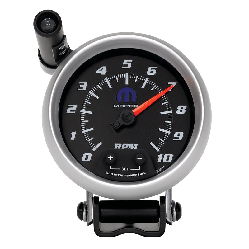 AutoMeter Gauge Tach 3-3/4in. 10K RPM Pedestal W/ Ext. Quick-Lite Black Mopar AutoMeter Gauges