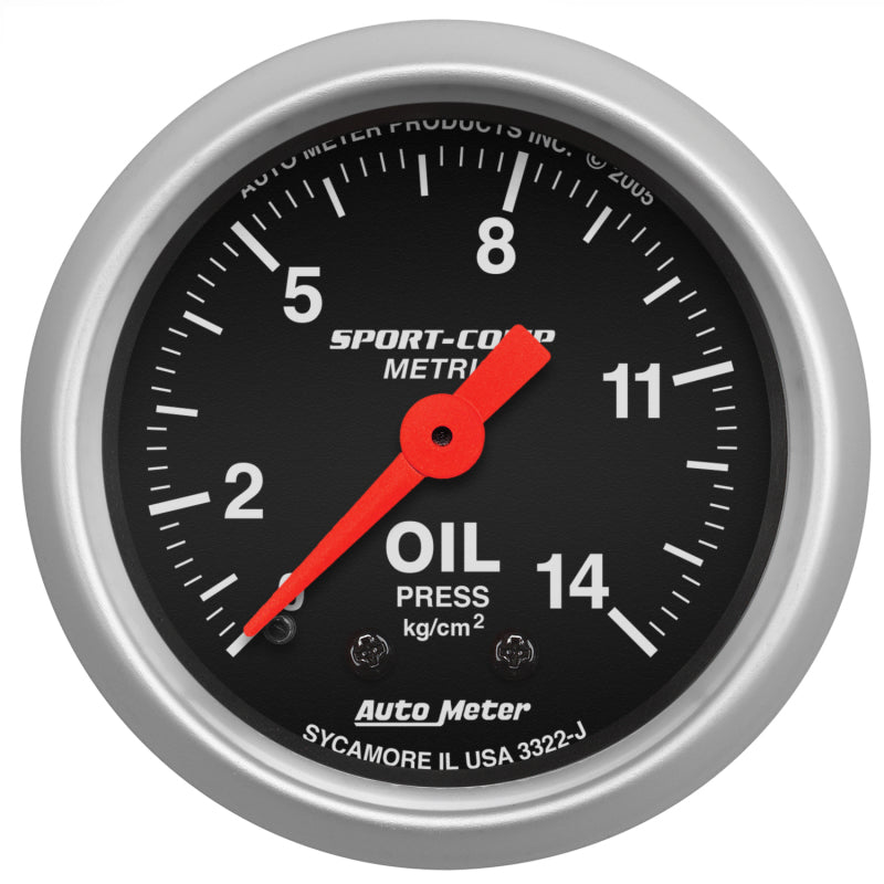 Autometer Sport Comp 52.4 mm Mechanical 0-14 Kg/ Cm2 Oil Pressure Metric Gauge AutoMeter Gauges