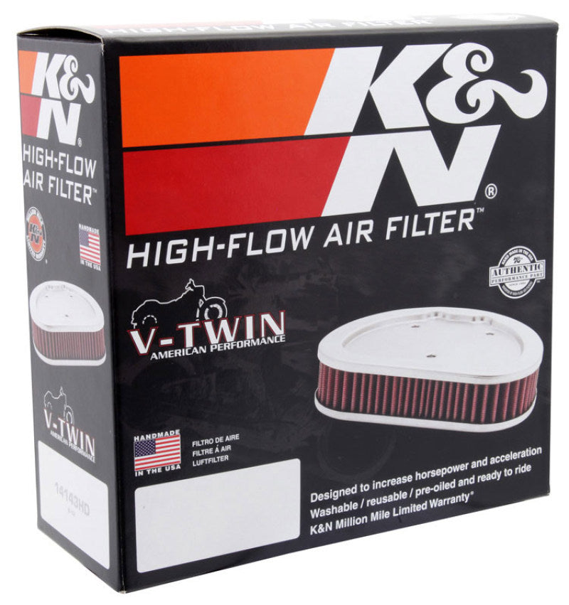 K&N Replacement Air Filter 7.125in L x 5.688in W x 1.625in H for Harley Davidson