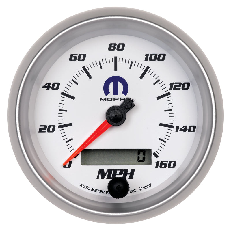 AutoMeter Gauge Speedometer 3-3/8in. 160MPH Elec. Programmable White Mopar AutoMeter Gauges