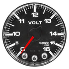 Autometer Spek-Pro Gauge Voltmeter 2 1/16in 16V Stepper Motor W/Peak & Warn Blk/Chrm AutoMeter Gauges