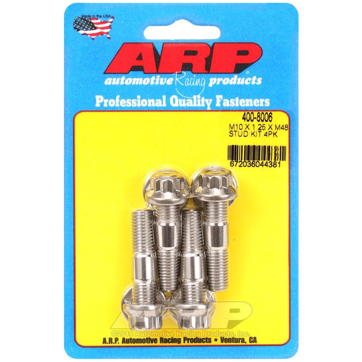 ARP M10 x 1.25 x 48mm Broached 4 Piece Stud Kit ARP Hardware - Singles