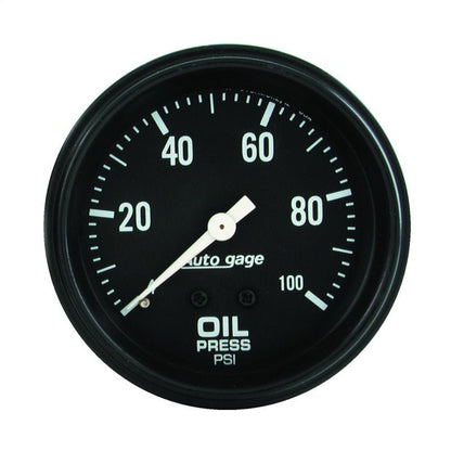 Autometer AutoGage 2-5/8in Mechanical Black 0-100 PSI Oil Pressure Gauge AutoMeter Gauges