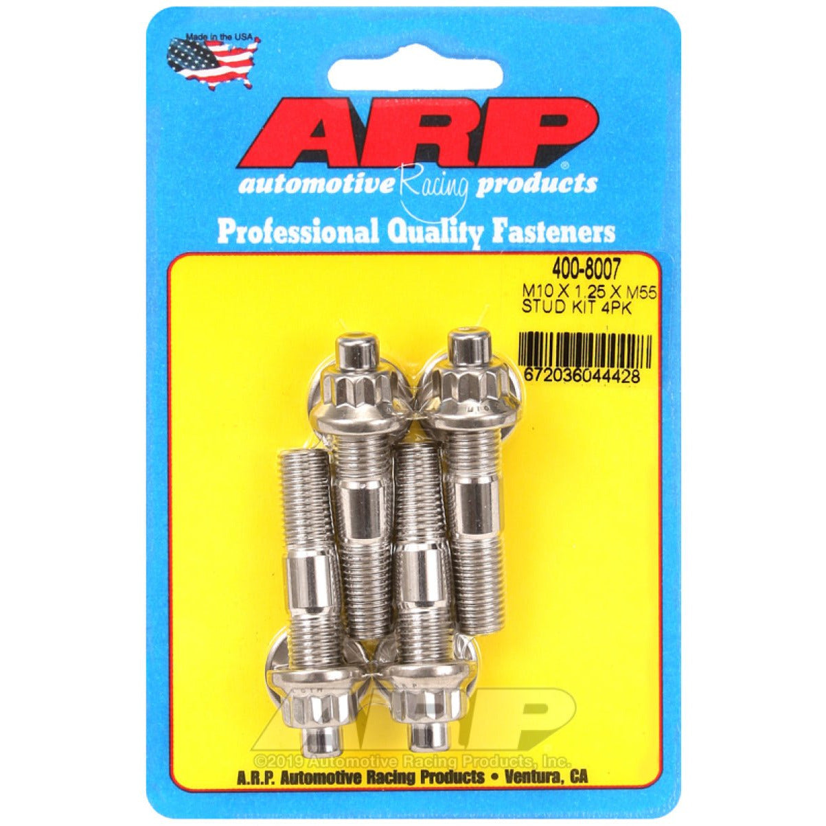 ARP M10 x 1.25 x 55mm Broached 4 Piece Stud Kit ARP Hardware - Singles