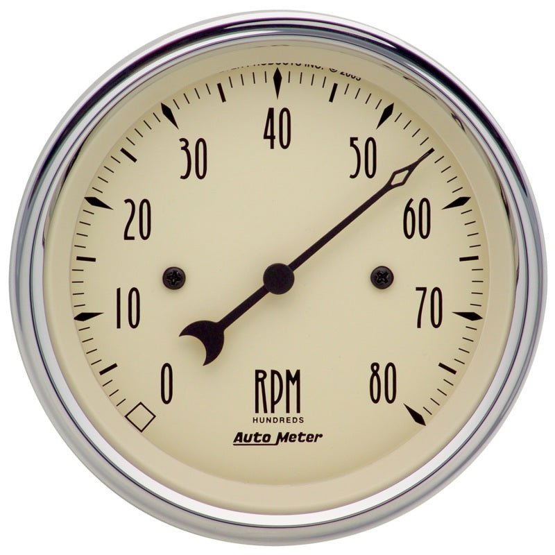 Autometer 3-3/8in. Antique Beige 8K RPM In-Dash Tachometer Gauge AutoMeter Gauges