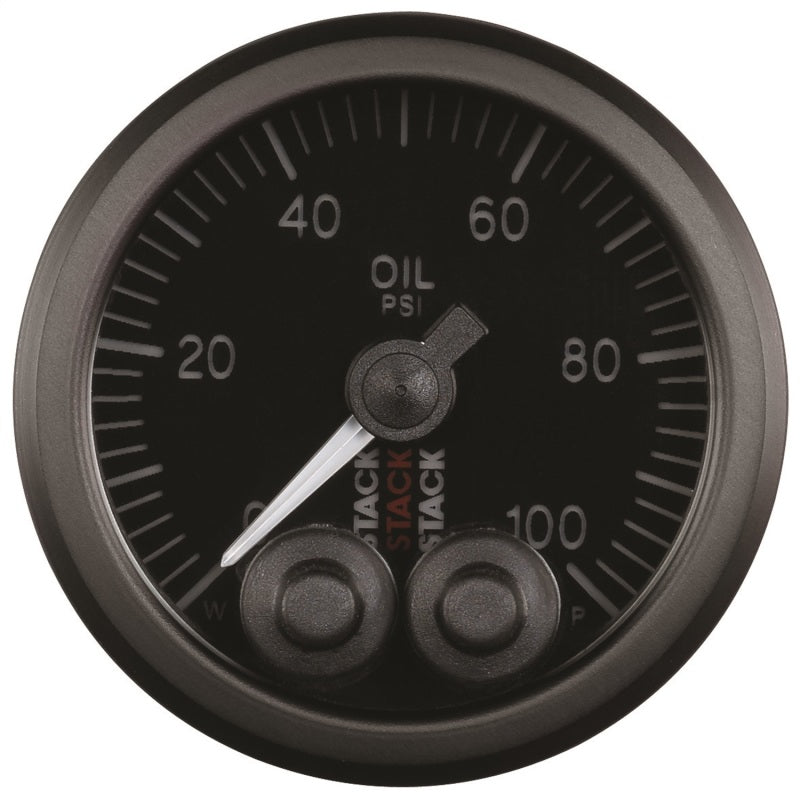 Autometer Stack Instruments Pro Control 52mm 0-100 PSI Oil Pressure Gauge - Black (1/8in NPTF Male) AutoMeter Gauges