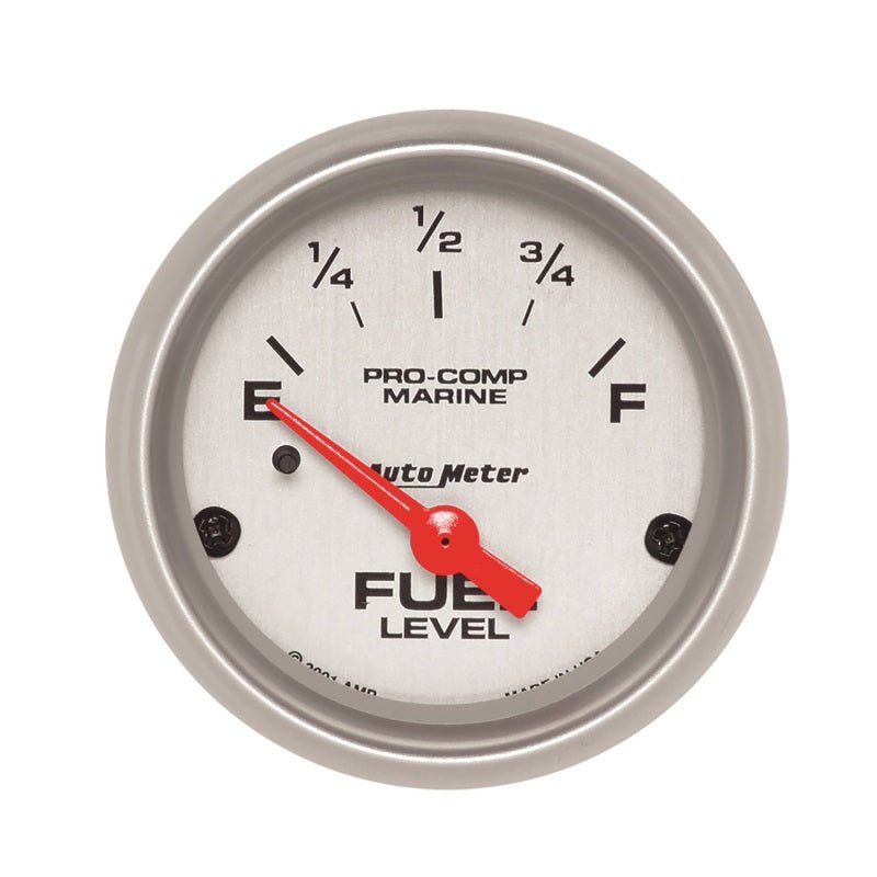 Autometer Marine Silver Ultra-Lite 2-1/16in Electric Fuel Level Gauge AutoMeter Gauges