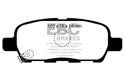 EBC 08-13 Infiniti EX35 3.5 Redstuff Rear Brake Pads