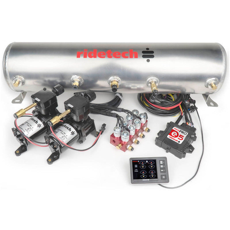 Ridetech RidePro E5 Air Ride Suspension Control System 5 Gallon Dual Compressor 1/4in Valves Ridetech Air Compressor Systems