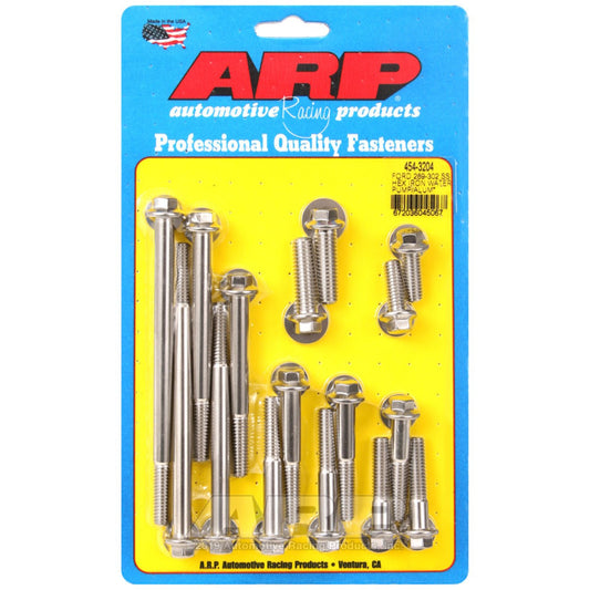 ARP Ford 289-302 SS Hex Iron Water Pump and Front Cover Bolt Kit ARP Hardware Kits - Other