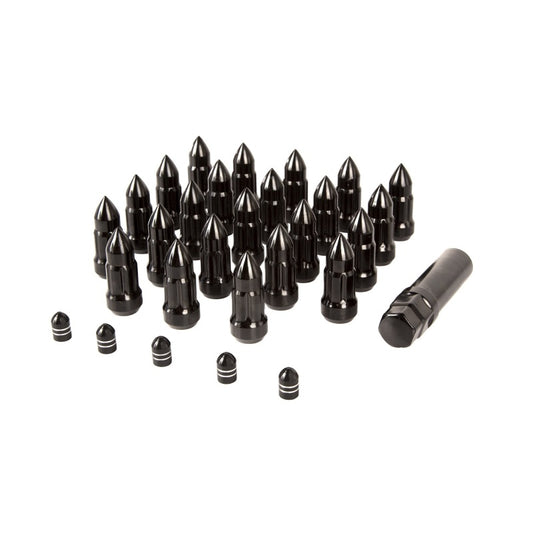 Rugged Ridge Bullet Lug Nut and Valve Stem Cap Kit Black 1/2-20 Rugged Ridge Lug Nuts