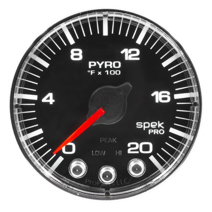 Autometer Spek-Pro Gauge Pyro. (Egt) 2 1/16in 2000f Stepper Motor W/Peak & Warn Blk/Chrm AutoMeter Gauges