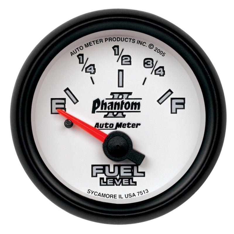 Autometer Phantom 2-1/16in 0-90 OHM Fuel Level Gauge AutoMeter Gauges