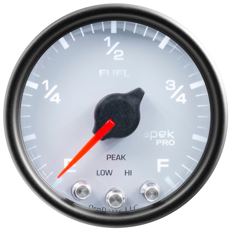 Autometer Spek-Pro Gauge Fuel Level 2 1/16in 0-270 Programmable Wht/Blk AutoMeter Gauges