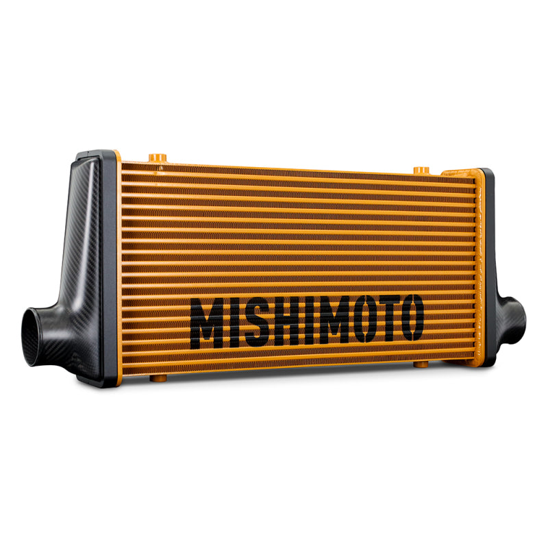 Mishimoto Universal Carbon Fiber Intercooler - Gloss Tanks - 600mm Black Core - C-Flow - BL V-Band