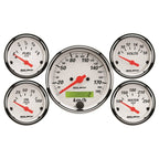 Autometer Arctic White 5 Pc Kit Box w/ Elec KMH Speedo, Elec Oil Press, Water Temp, Volt, Fuel Level AutoMeter Gauges