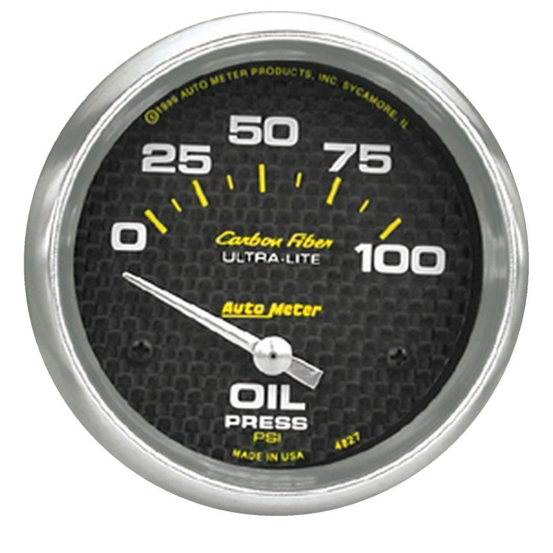 Autometer Carbon Fiber 66.7mm Short Sweep Electronic 0-100 PSI Oil Pressure Gauge