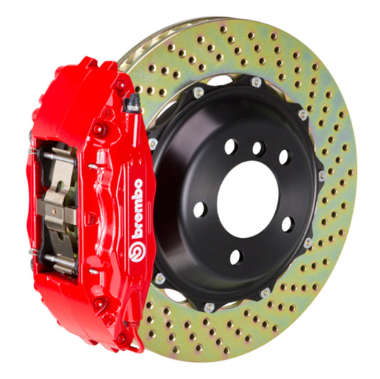 Brembo 09-12 SL550 (R230) Front GT BBK 6 Piston Cast 355x32 2pc Rotor Drilled-Red