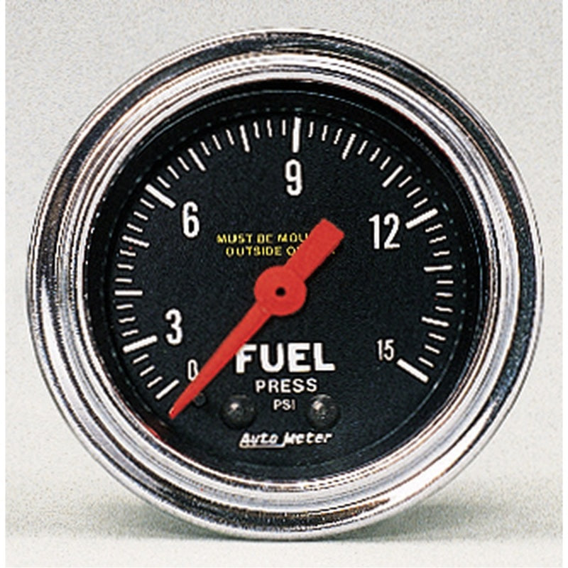 AutoMeter Gauge Fuel Pressure 2-1/16in. 15PSI Mechanical Traditional Chrome AutoMeter Gauges