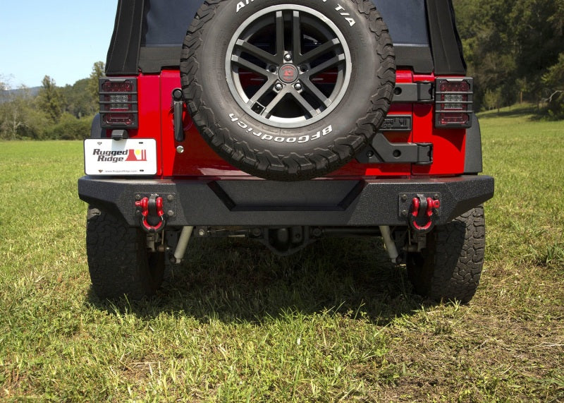 Rugged Ridge Spartan Rear Bumper Full Width 07-18 Jeep Wrangler JK Rugged Ridge Bumpers - Steel