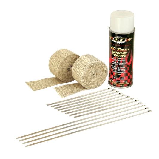 DEI Powersport Motorcycle Exhaust Wrap Kit - Tan wrap w/ White HT Silicone Coating DEI Thermal Wrap