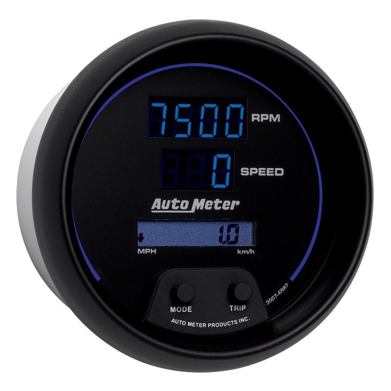 Autometer 85.7mm Black Digital 8000rpm/160mph or 260kmph Electric Tachometer/Speedometer Combo AutoMeter Gauges