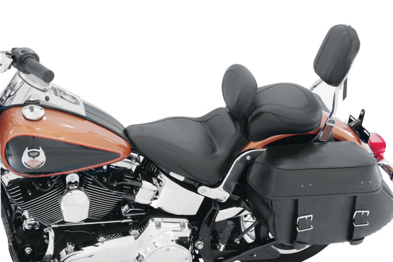 Mustang 06-17 Harley Softail Wide Tire (200mm) Sport Touring Solo Seat w/Driver Backrest - Black