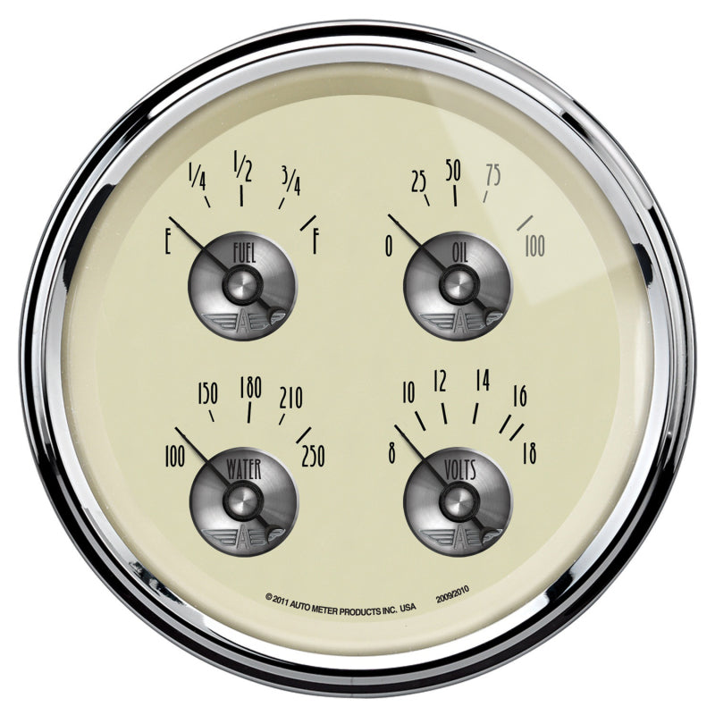 AutoMeter Gauge Quad 5in. 0 Ohm(e) to 90 Ohm(f) Elec Prestige Antq. Ivory AutoMeter Gauges