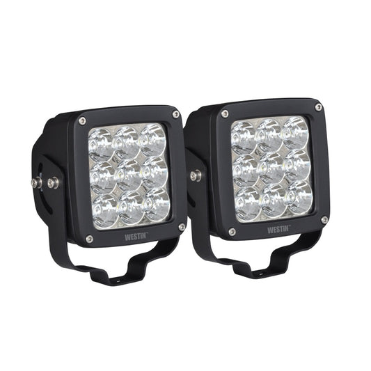 Westin Axis LED Auxiliary Light 4.5 inch x 4.5 inch Square Spot w/3W Osram (Set of 2) - Black
