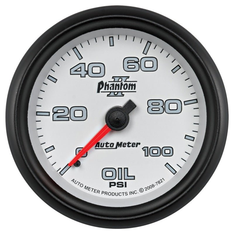 Autometer Phantom II 2-5/8in 100 PSI Mechanical Oil Pressure Gauge AutoMeter Gauges