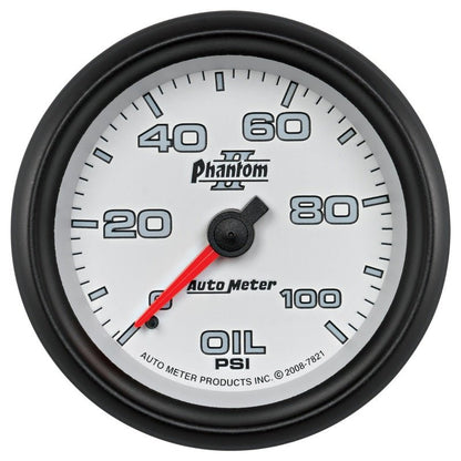 Autometer Phantom II 2-5/8in 100 PSI Mechanical Oil Pressure Gauge AutoMeter Gauges