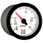 Autometer Stack 52mm -30INHG to +30 PSI (Incl T-Fitting) Mechanical Boost Pressure Gauge - White AutoMeter Gauges